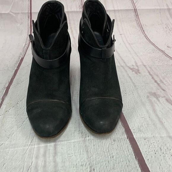 Rag & Bone Size 41EU 11US Harrow Black Nubuc Leather Harness Biker Booties Boots - Picture 1 of 10